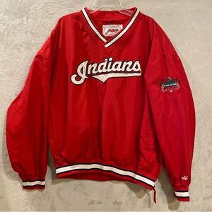 Vintage Cleveland Indians Jacket Men’s 2XL Red Vneck Pullover 90’s Embroidered